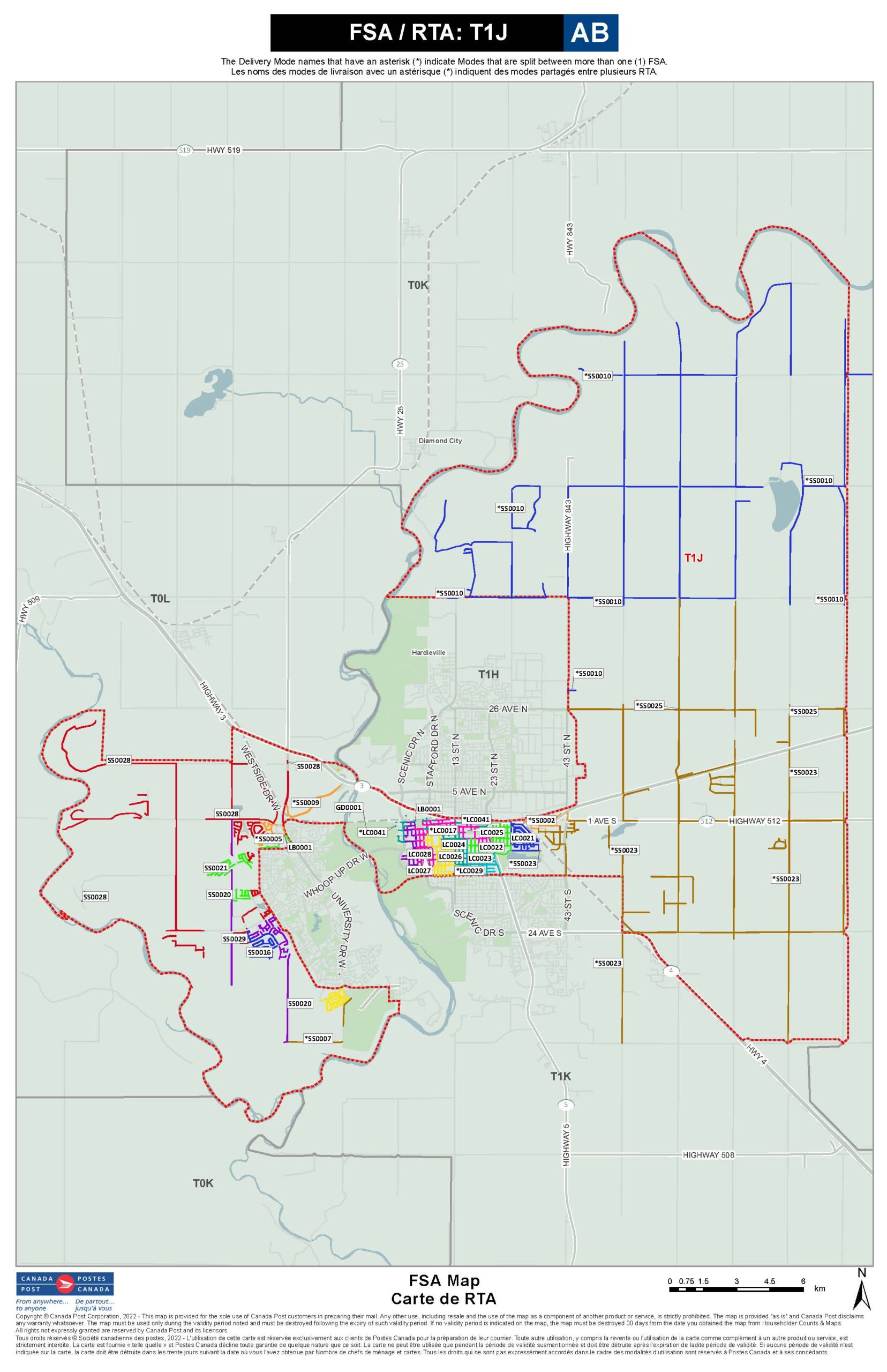  T1J Postal Code Map
